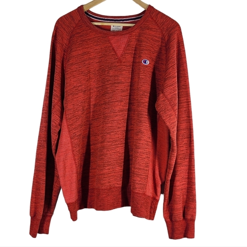 Champion Sweatshirt Spellout Heathered Red Sz XL